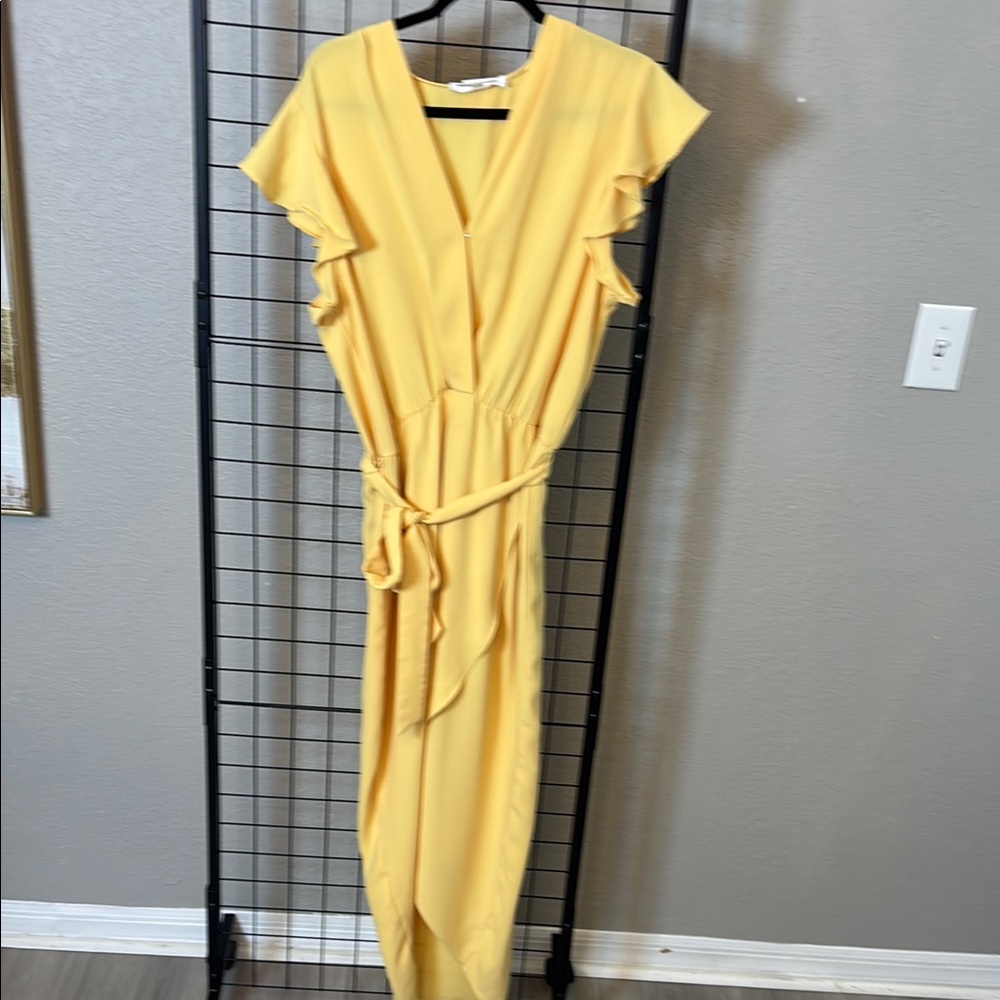 Amanda Uprichard Sunshine Yellow Wrap Maxi Dress